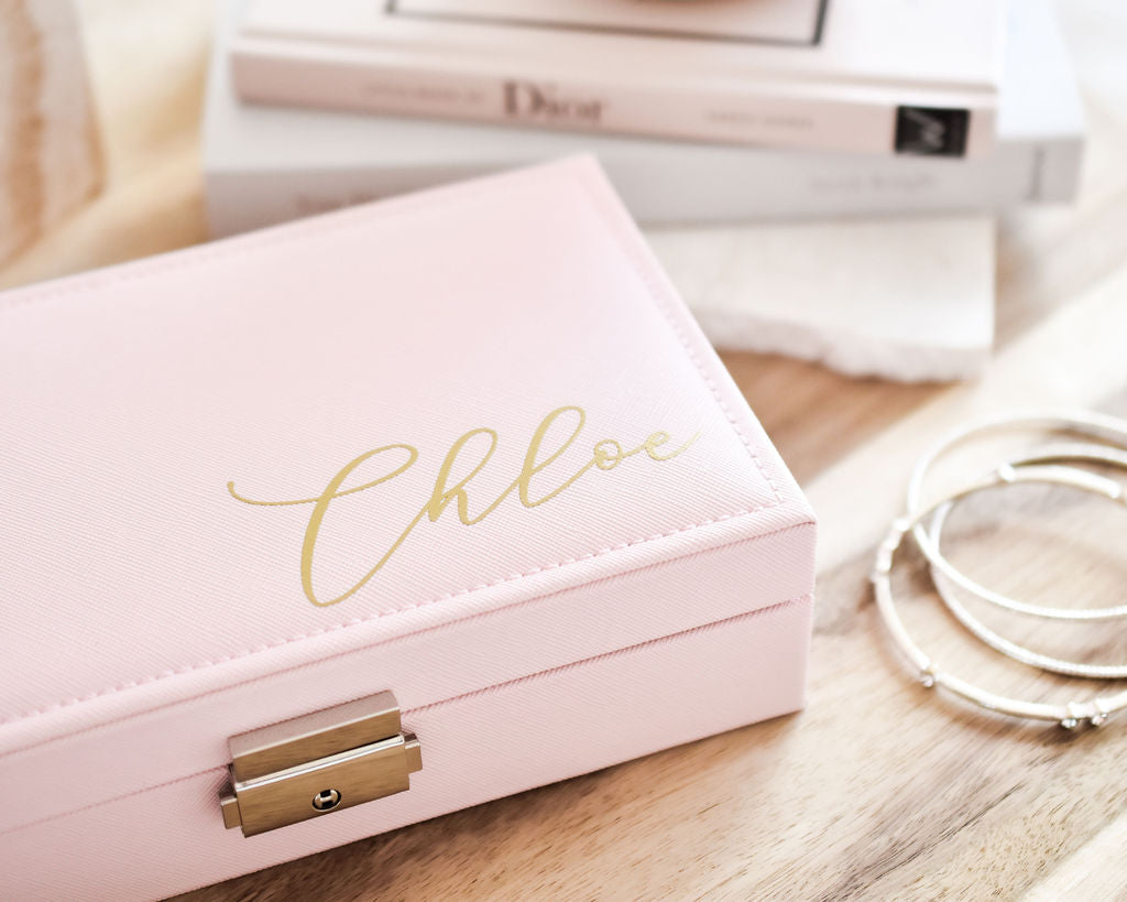 Personalized Light Pink Jewelry Box - Meduim