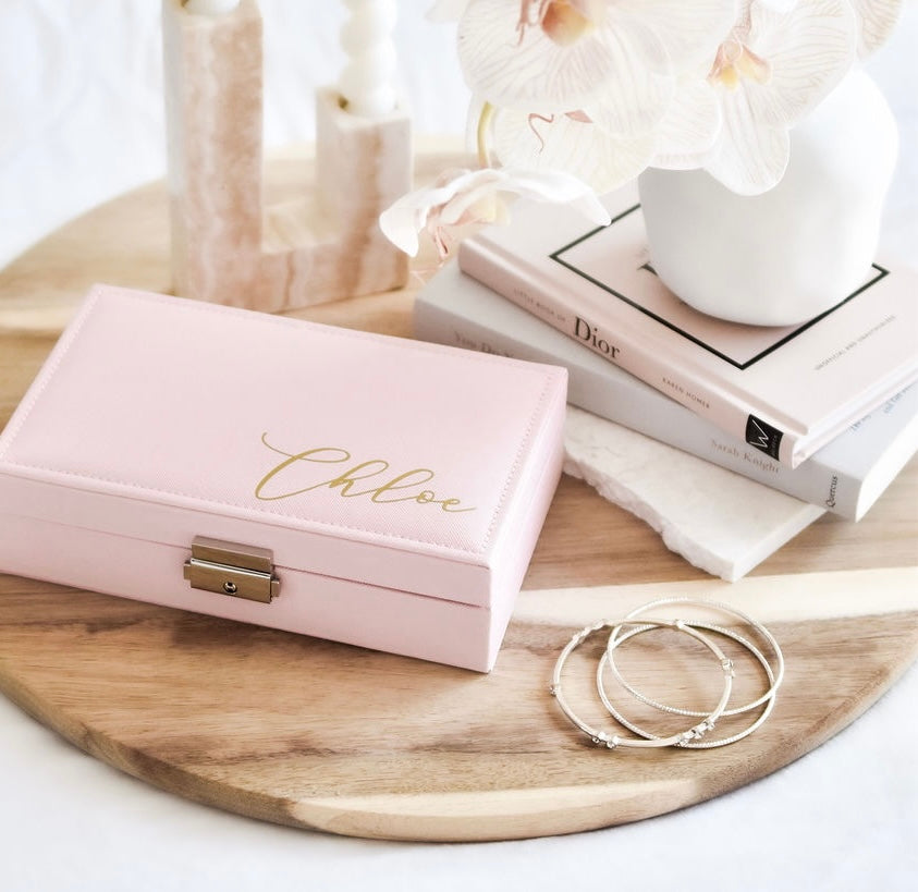 Personalized Light Pink Jewelry Box - Meduim