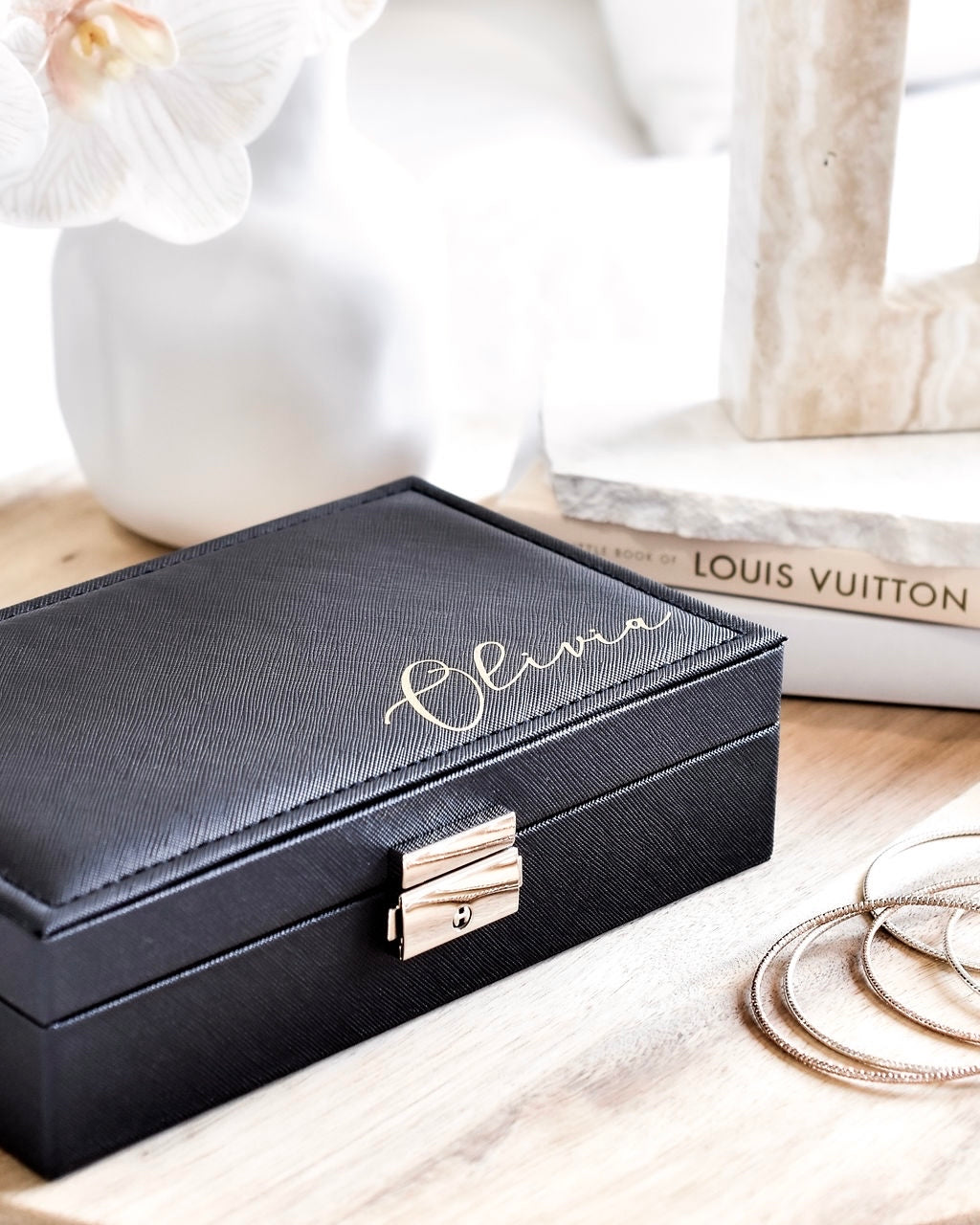 Personalized Black Jewelry Box - Medium