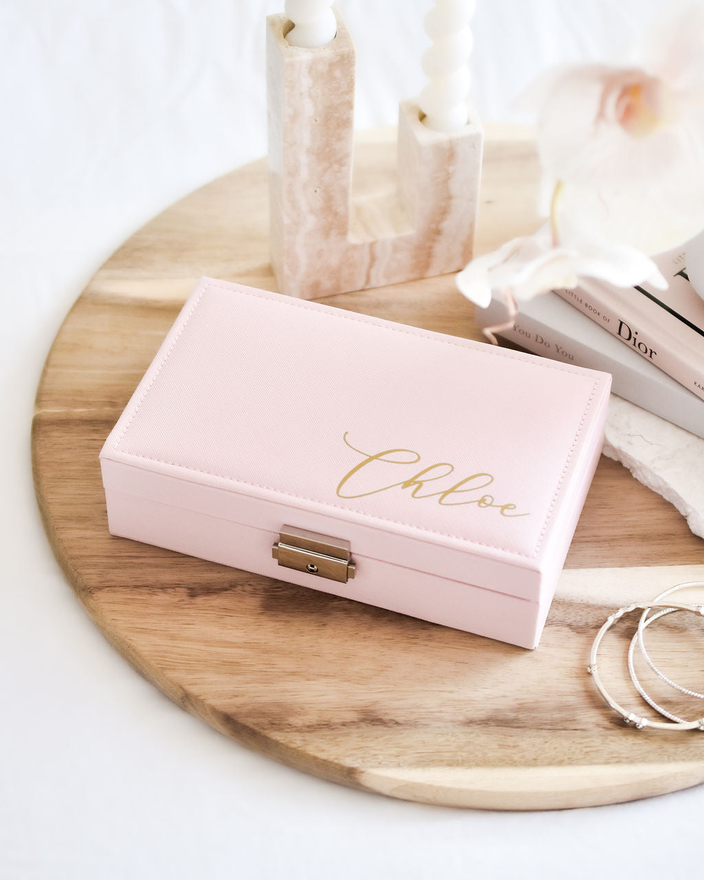 Personalized Light Pink Jewelry Box - Meduim